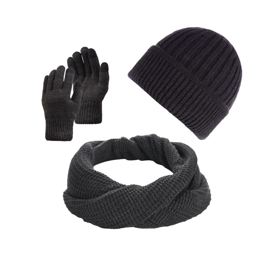 ZESTAW ZIMOWY MĘSKI ZES-32-BL CZAPKA BEANIE BR-02-BL, KOMIN BR-06-BL I RĘKAWICZKI BR-08-BL