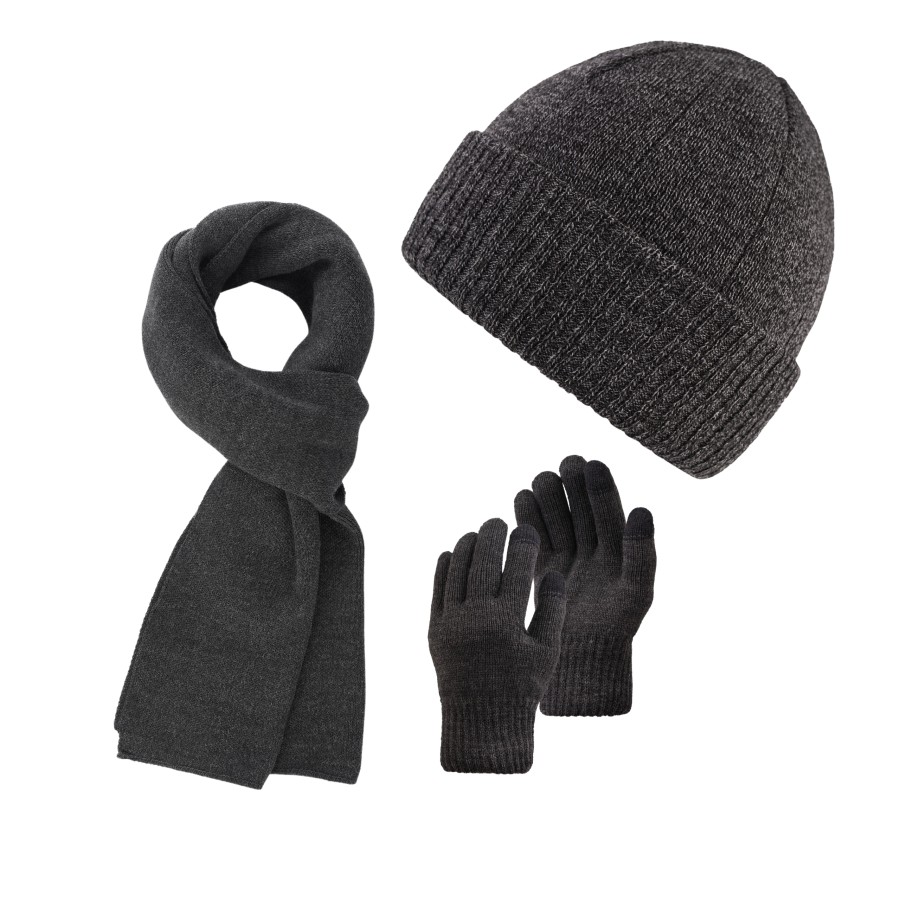 ZESTAW ZIMOWY MĘSKI ZES-32-BL CZAPKA BEANIE BR-02-BL, KOMIN BR-06-BL I RĘKAWICZKI BR-08-BL