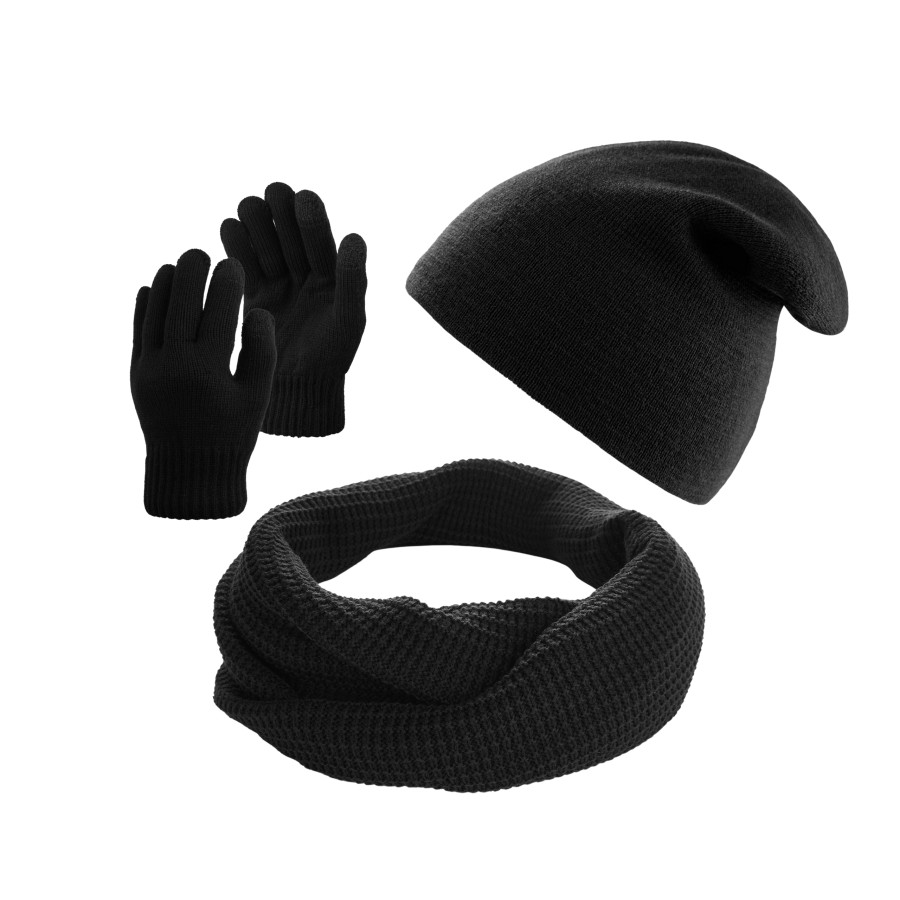 ZESTAW ZIMOWY MĘSKI ZES-32-BL CZAPKA BEANIE BR-02-BL, KOMIN BR-06-BL I RĘKAWICZKI BR-08-BL