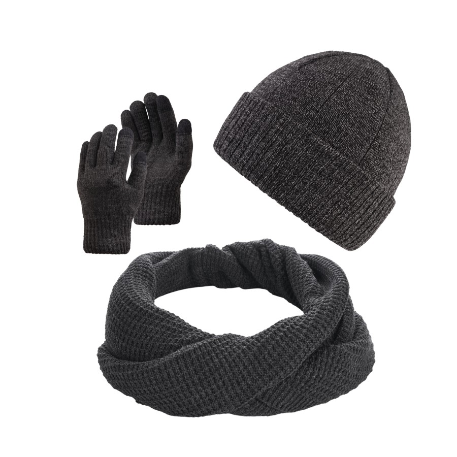 ZESTAW ZIMOWY MĘSKI ZES-32-BL CZAPKA BEANIE BR-02-BL, KOMIN BR-06-BL I RĘKAWICZKI BR-08-BL