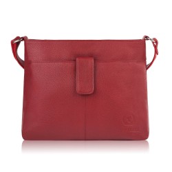 Women's leather shoulder letter carrier bag red Paolo Peruzzi E-27-RD