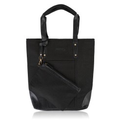 Women's large black shoulder shopper bag with additional vegan cosmetic bag Paolo Peruzzi E-23-BL