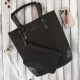 Women's large black shoulder shopper bag with additional vegan cosmetic bag Paolo Peruzzi E-23-BL