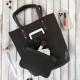 Women's large black shoulder shopper bag with additional vegan cosmetic bag Paolo Peruzzi E-23-BL