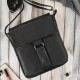 Women's black leather shoulder postbag classic roomy Abruzzo ABR-34