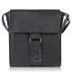 Women's black leather shoulder postbag classic roomy Abruzzo ABR-34