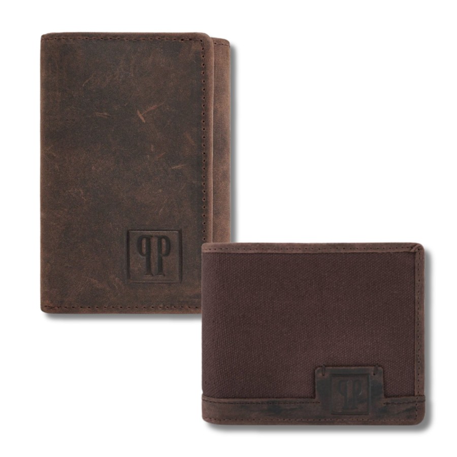 Men's wallet T-02-BR leather key case T-49-BR Paolo Peruzzi gift set ZUP-124