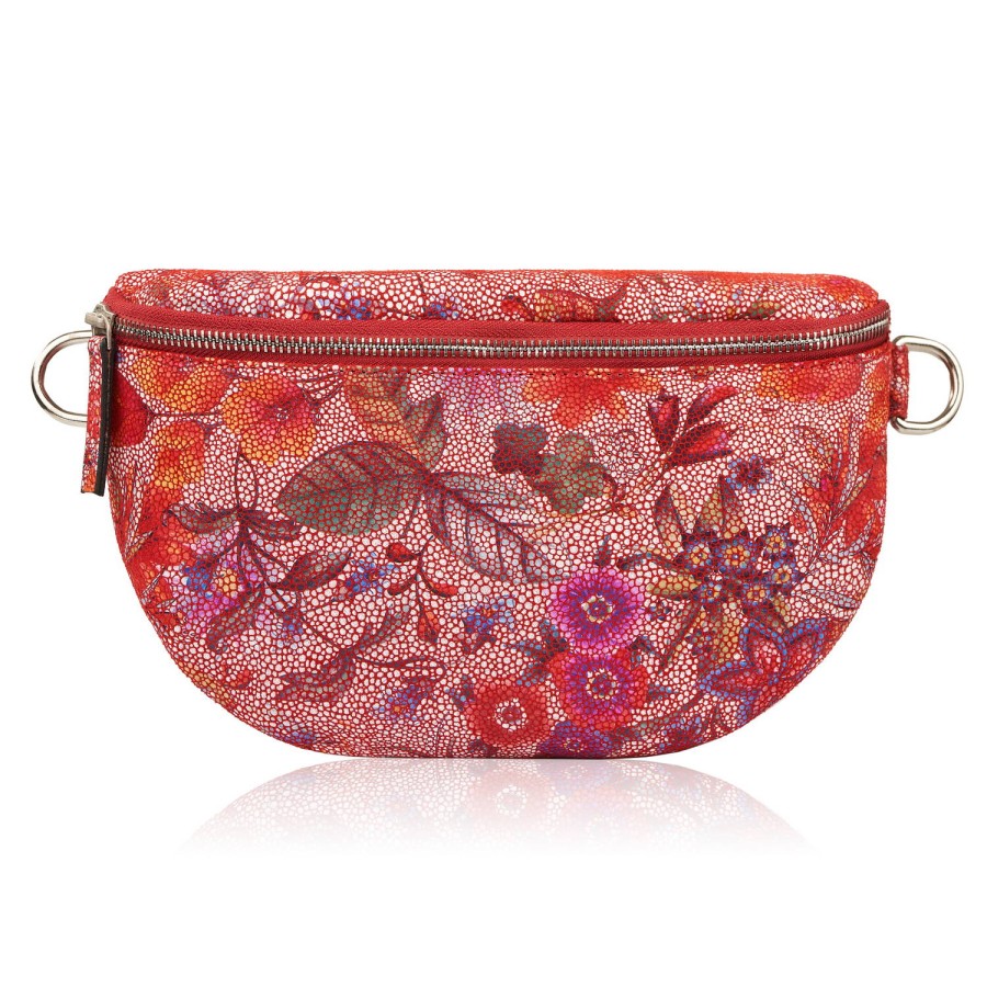 Sac de rinichi din piele pentru femei cu design floral original Paolo Peruzzi T-36-E