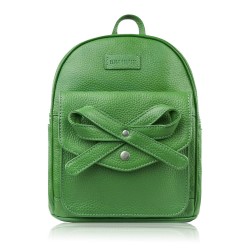 Women's leather backpack with bow green Paolo Peruzzi T-71-GR