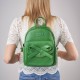 Women's leather backpack with bow green Paolo Peruzzi T-71-GR