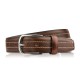 Men's brown leather belt with silver buckle 105 cm Paolo Peruzzi SI-50-BR-105