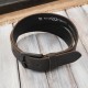 Men's vintage black leather belt with classic black buckle 105 cm Paolo Peruzzi SI-44-BL-105