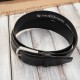 Men's black leather belt with classic silver buckle 105 cm Paolo Peruzzi SI-42-BL-105