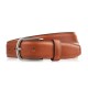 Men's cognac leather belt with classic silver buckle 110 cm Paolo Peruzzi SI-42-CG-110