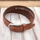 Men's cognac leather belt with classic silver buckle 110 cm Paolo Peruzzi SI-42-CG-110