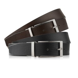 Men's double-sided brown and black leather belt with fine embossing 105 cm Paolo Peruzzi SI-46-BL-105