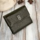 Women's leather wallet small dark green croco with RFID protection Paolo Peruzzi AL-03-GB