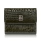 Women's leather wallet small dark green croco with RFID protection Paolo Peruzzi AL-03-GB