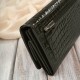 Women's leather wallet large dark green croco with RFID protection Paolo Peruzzi AL-02-GB