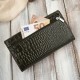 Women's leather wallet large dark green croco with RFID protection Paolo Peruzzi AL-02-GB