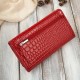 Women's leather wallet large red croco with RFID protection Paolo Peruzzi AL-02-RD