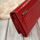 Women's leather wallet large red croco with RFID protection Paolo Peruzzi AL-02-RD