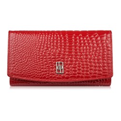 Women's leather wallet large red croco with RFID protection Paolo Peruzzi AL-02-RD