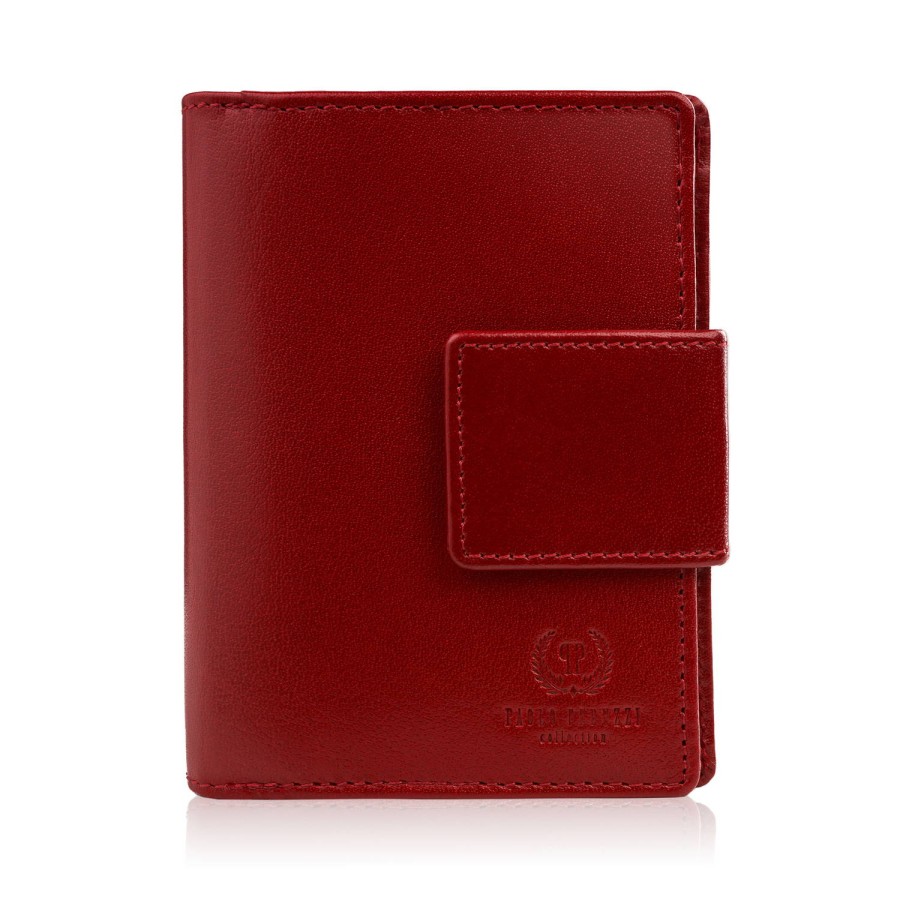 Women's leather wallet red medium with RFID security Paolo Peruzzi AL-04-RD