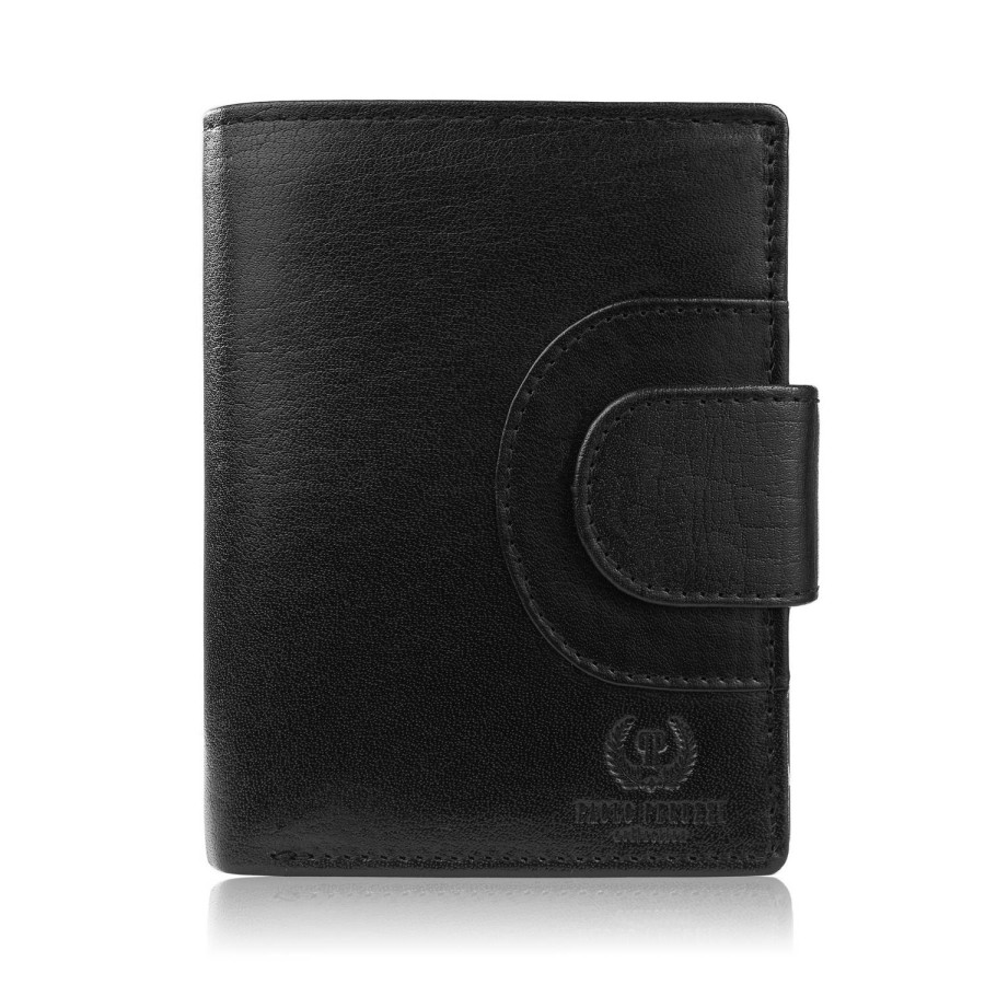 Paolo Peruzzi AL-05-BL women's leather classic black genuine grain leather wallet