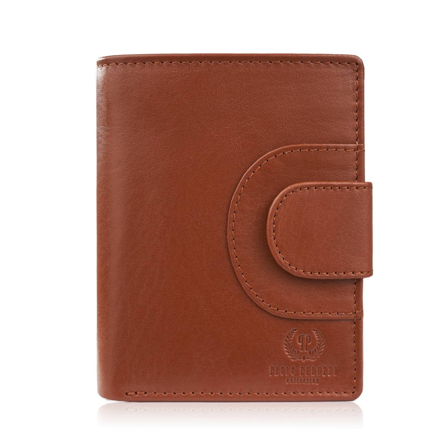 Women's classic cognac leather wallet in natural grain leather Paolo Peruzzi AL-05-CG