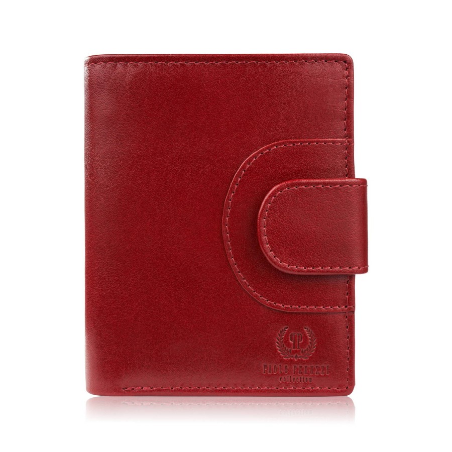 Women's leather wallet classic red in natural grain leather Paolo Peruzzi AL-05-RD