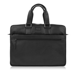 Men's laptop bag for shoulder and handheld leather black Paolo Peruzzi AL-09-BL