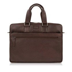 Men's laptop bag for shoulder and handheld leather black Paolo Peruzzi AL-09-BL