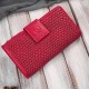 Women's raspberry leather wallet large braided Paolo Peruzzi AY-08-RD