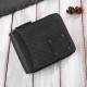 Men's black zippered wallet natural leather and cotton canvas Paolo Peruzzi AY-07-BL