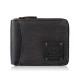 Men's black zippered wallet natural leather and cotton canvas Paolo Peruzzi AY-07-BL