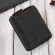 Men's black zippered wallet natural leather and cotton canvas Paolo Peruzzi AY-07-BL