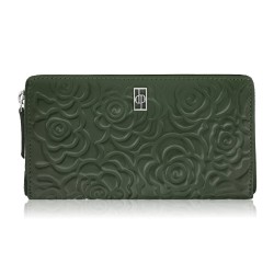 Women's burgundy leather wallet in horizontal orientation RFID Paolo Peruzzi AL-13-BGD
