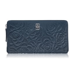 Women's burgundy leather wallet in horizontal orientation RFID Paolo Peruzzi AL-13-BGD