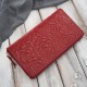 Women's burgundy leather wallet in horizontal orientation RFID Paolo Peruzzi AL-13-BGD