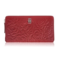 Women's burgundy leather wallet in horizontal orientation RFID Paolo Peruzzi AL-13-BGD
