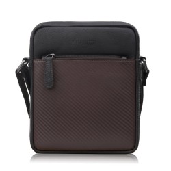 Men's leather shoulder bag with carbon embossing brown Paolo Peruzzi AL-19-BR
