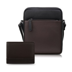 AL-19-BR men's leather pouch and AL-08-BR men's wallet Paolo Peruzzi gift set ZUP-141-BR