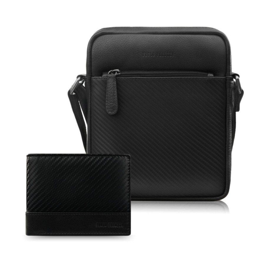 AL-19-BL men's leather pouch and AL-08-BL men's wallet Paolo Peruzzi gift set ZUP-141-BL