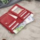 Дамски кожен портфейл голям червен със защита RFID Paolo Peruzzi T-140-RD
