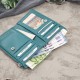 Portofel pentru femei din piele verde sticlă mare cu protecție RFID Paolo Peruzzi T-140-GB