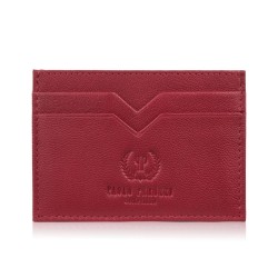 Kožené minimalistické praktické pouzdro na karty a vizitky červené Paolo Peruzzi T-150-RD