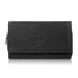 Дамски голям черен портфейл от естествена кожа с вместимост Paolo Peruzzi T-138-BL