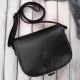 Black Paolo Peruzzi T-39-KBL women's full grain leather letterman handbag.