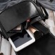 Black Paolo Peruzzi T-39-KBL women's full grain leather letterman handbag.